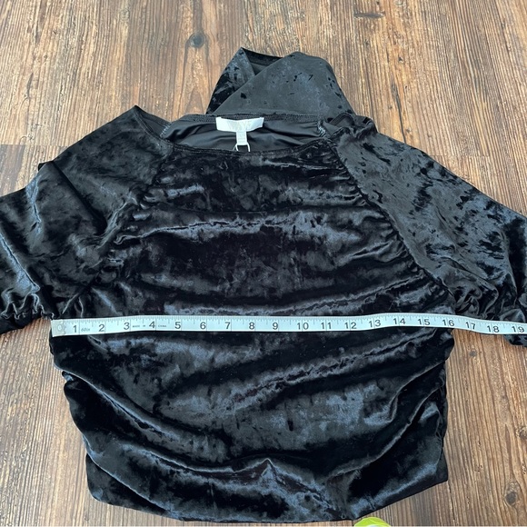 WAYF Black Crushed Velvet Long Sleeve Ruched Sides Dress Size Large NWT - Picture 3 of 10